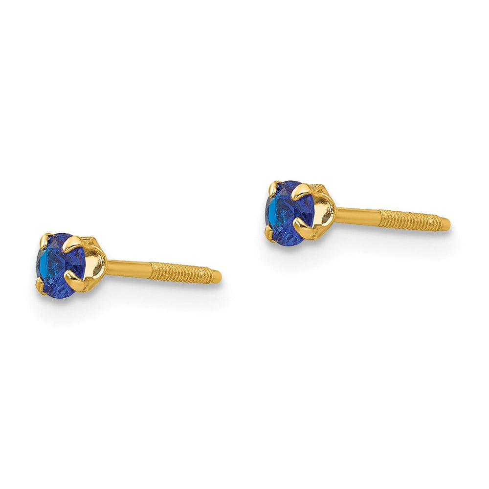 14k Yellow Gold Blue Spinel Birthstone Earrings