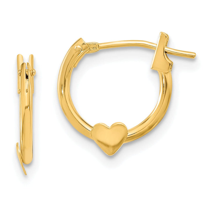 14k Yellow Gold Heart Hoop Earrings