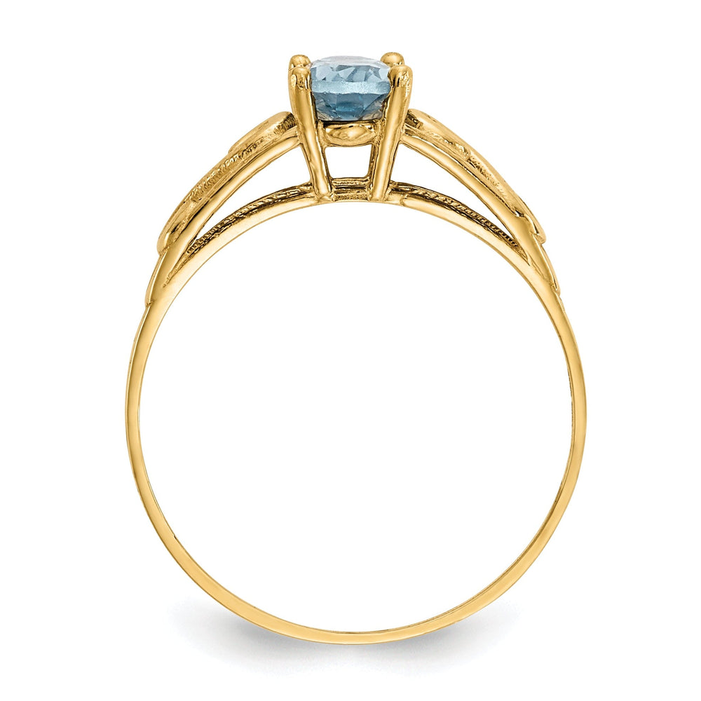 14k Yellow Gold Synthetic Aquamarine Ring