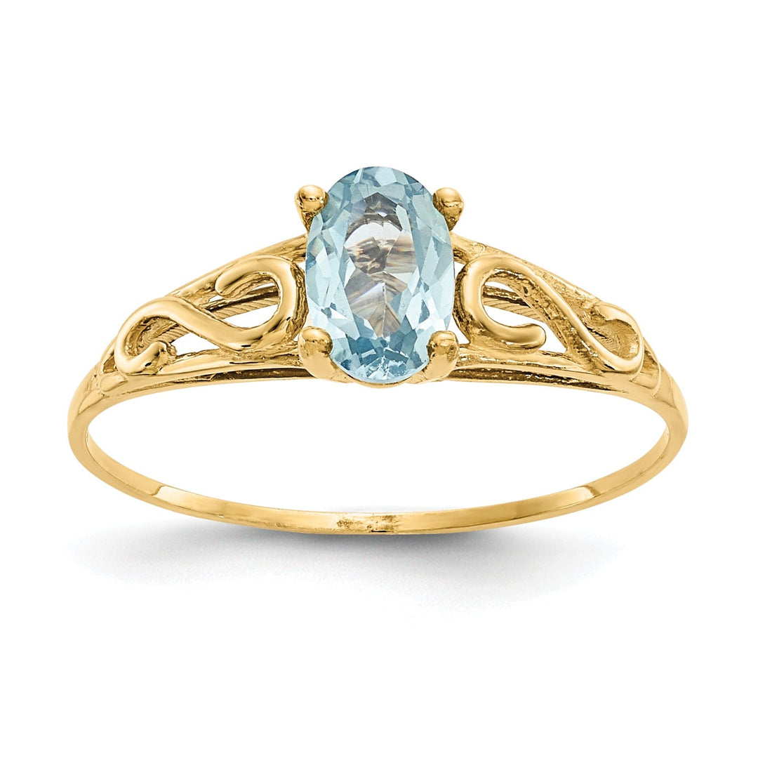 14k Yellow Gold Synthetic Aquamarine Ring