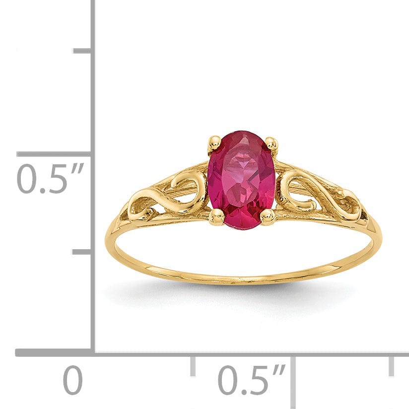 14k Yellow Gold Synthetic Ruby Ring