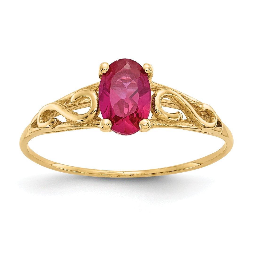 14k Yellow Gold Synthetic Ruby Ring