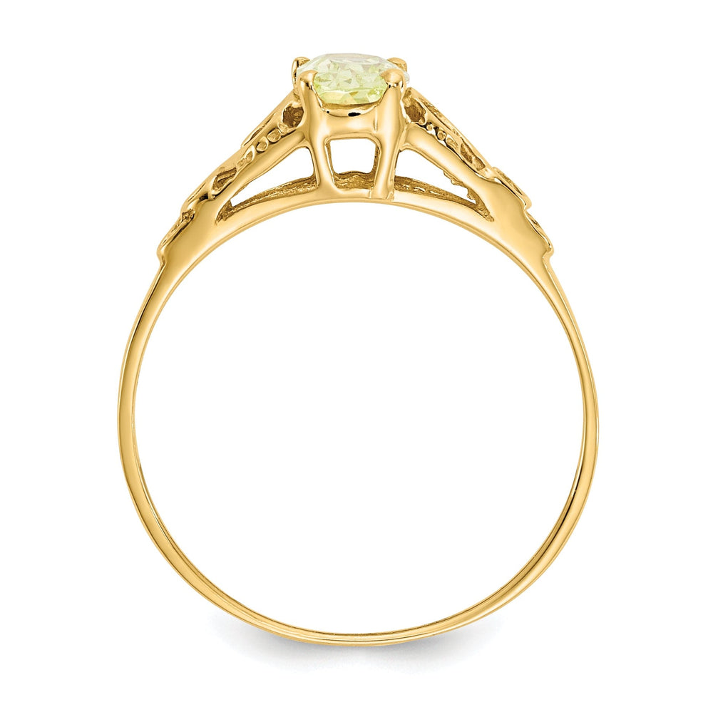 14k Yellow Gold Synthetic Peridot Ring