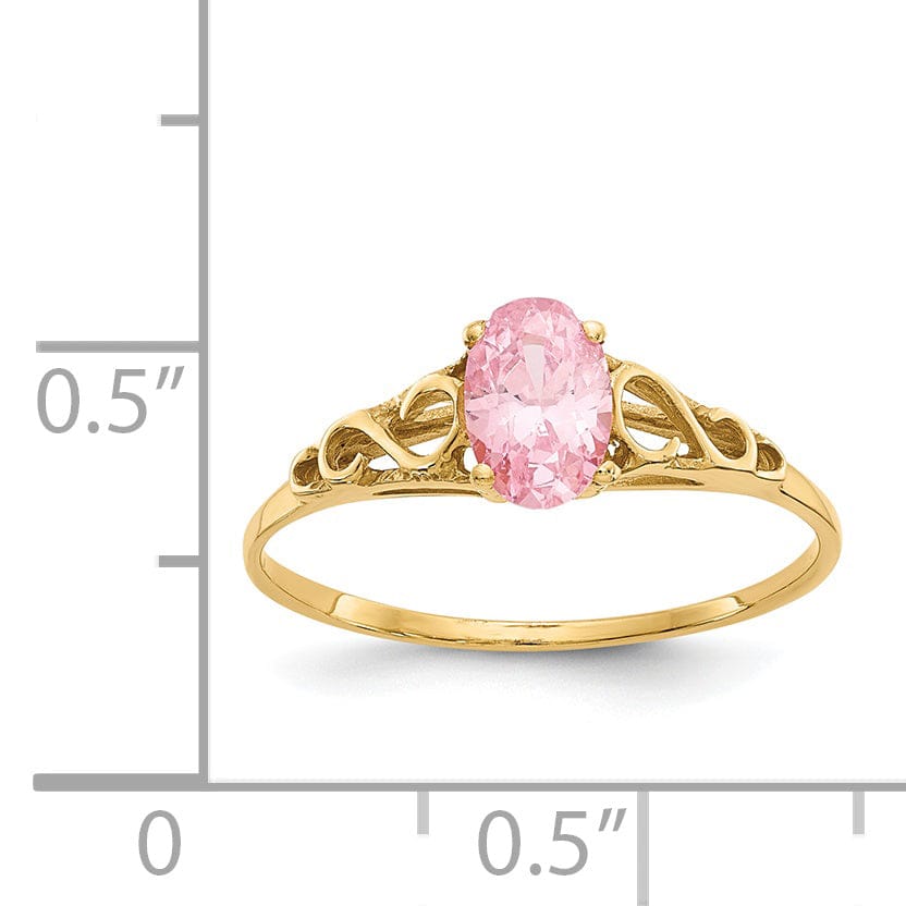 14k Yellow Gold Synthetic Rose C.Z Ring