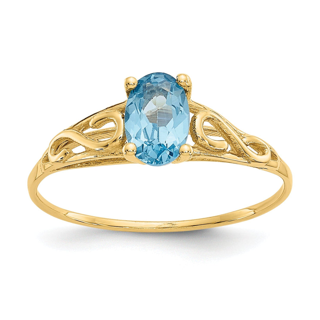 14k Yellow Gold Synthetic Blue C.Z Ring