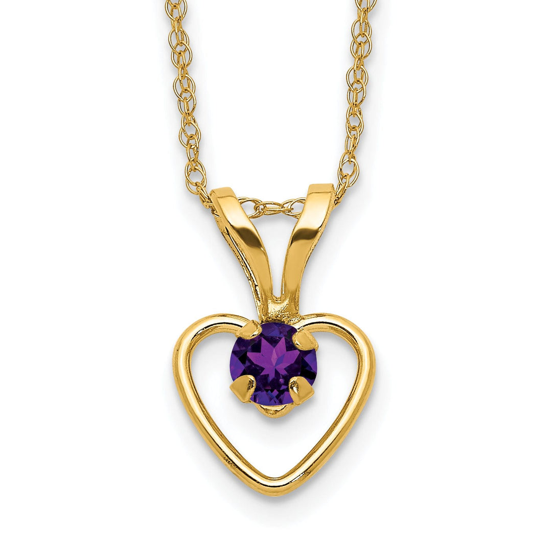 14k Yellow Gold Amethyst Heart Necklace