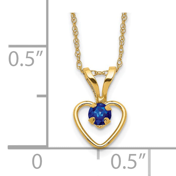 14k Yellow Gold Sapphire Heart Necklace