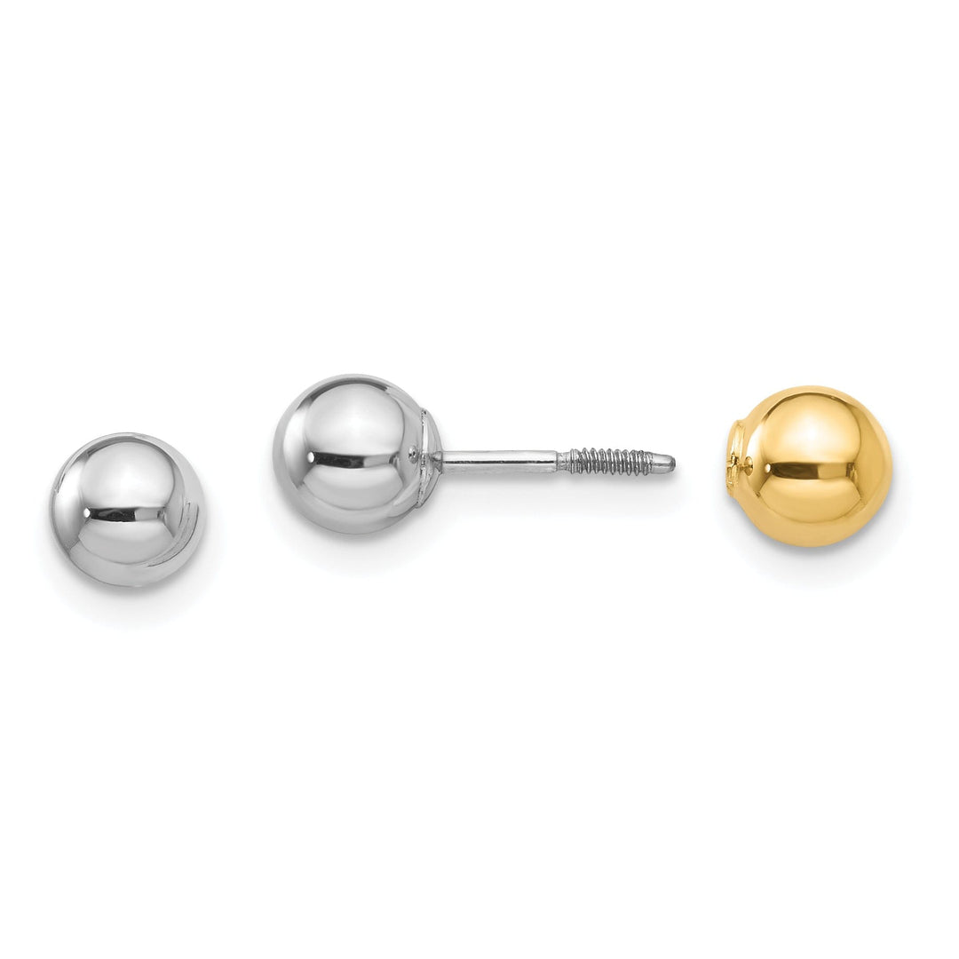 14k Two-tone Reversible 5mm Ball Screw Earrings