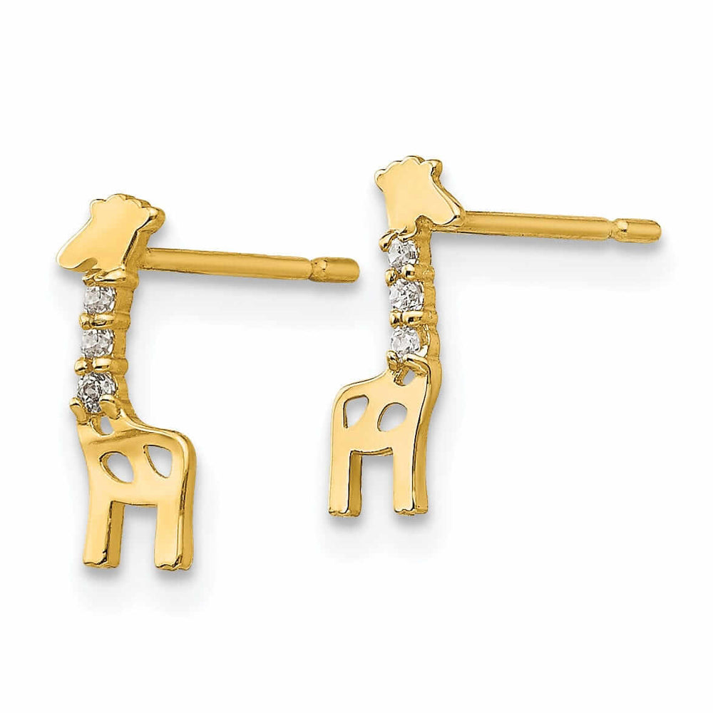 14k Madi K CZ Childrens Giraffe Post Earrings