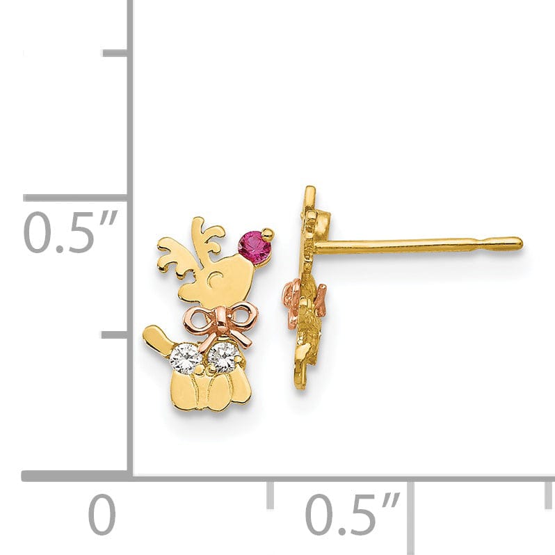 14k Two-tone Gold Reindeer Post Earrings