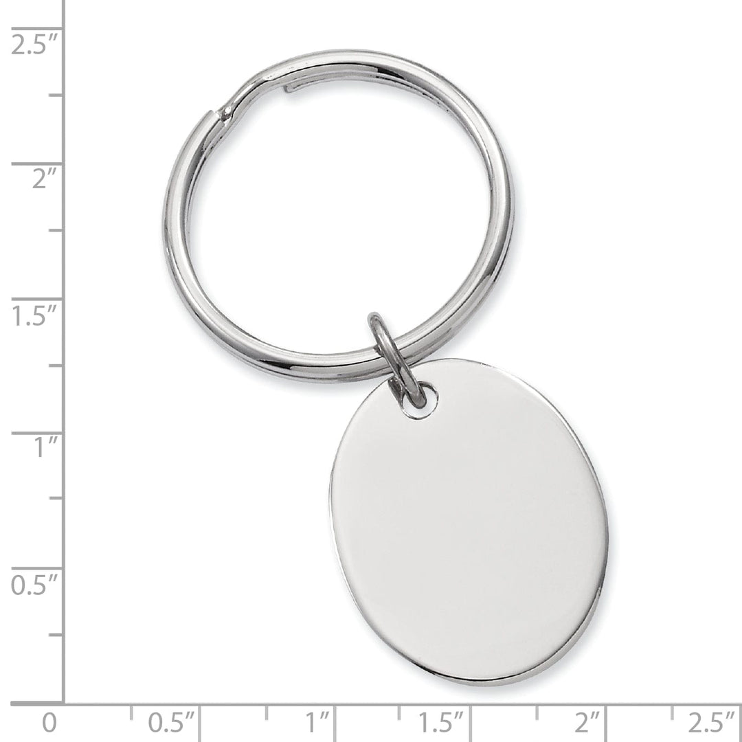Rhodium Plated Polished Oval Key Ring