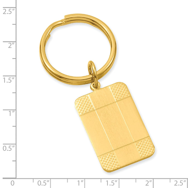 Gold Plated Satin Patterned Corner Key Ring
