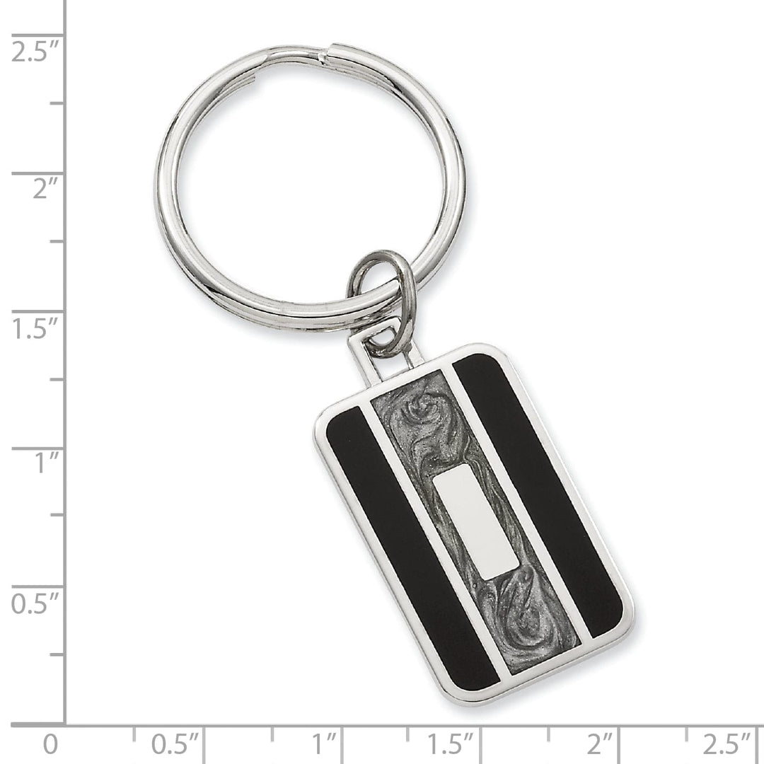Rhodium Plated Black Grey Colored Key Ring