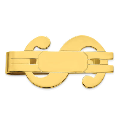 Gold Plated Polished Dollar Sign Money Clip