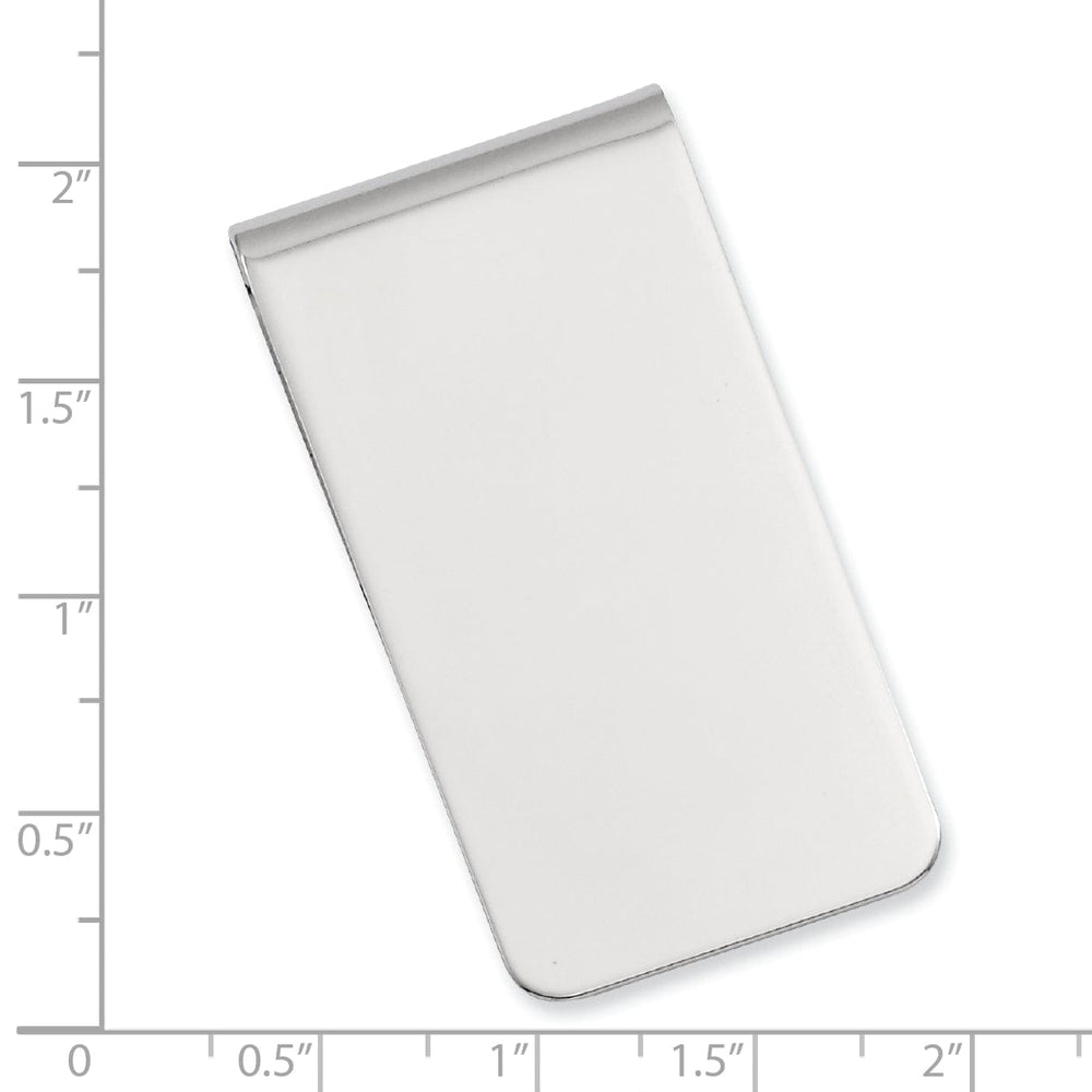 Rhodium Plated Polished Rectangle Money Clip