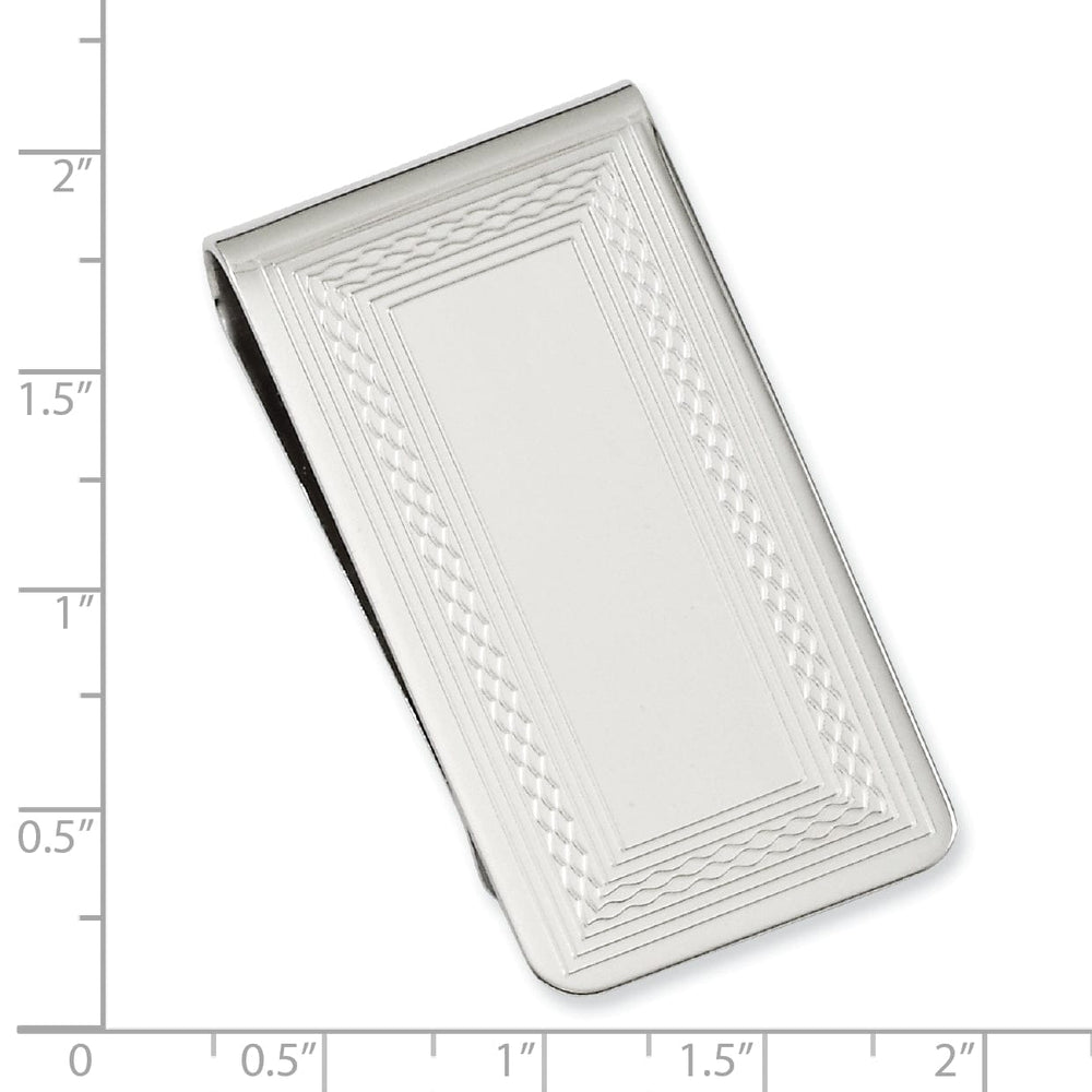 Rhodium Plated Patterned Border Money Clip