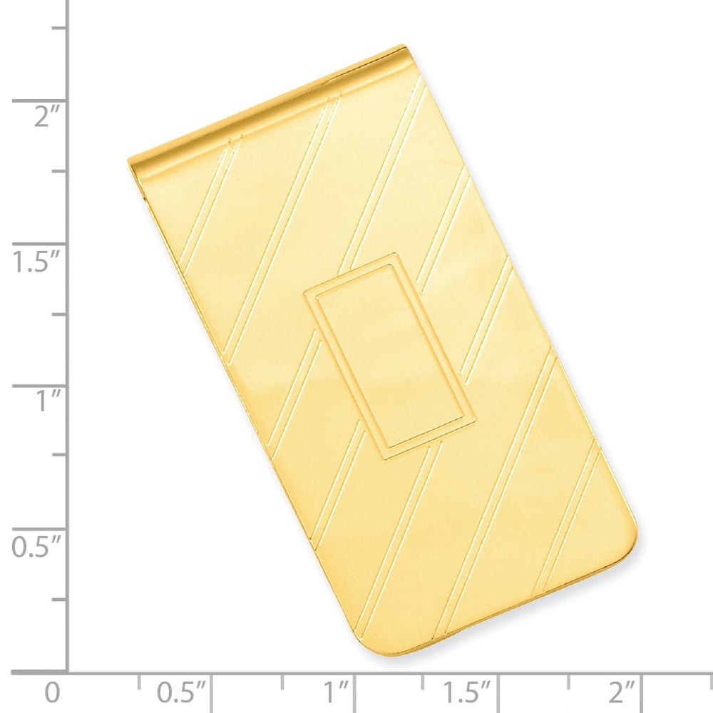 Gold Plated Etched Diagonal Line Money Clip