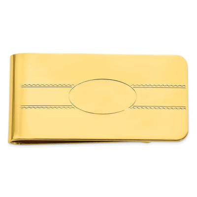 Gold Plated Engravable Oval Center Money Clip