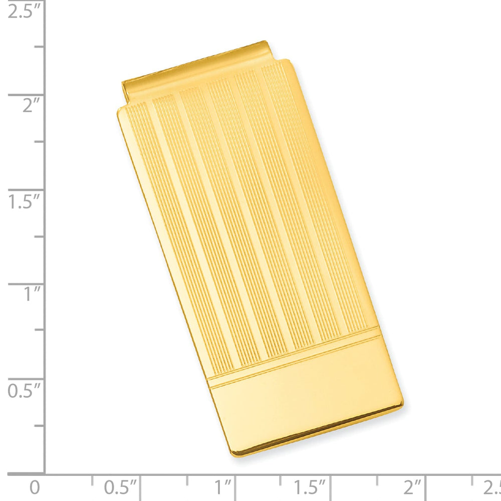 Gold Plated Etched Lines Hinged Money Clip