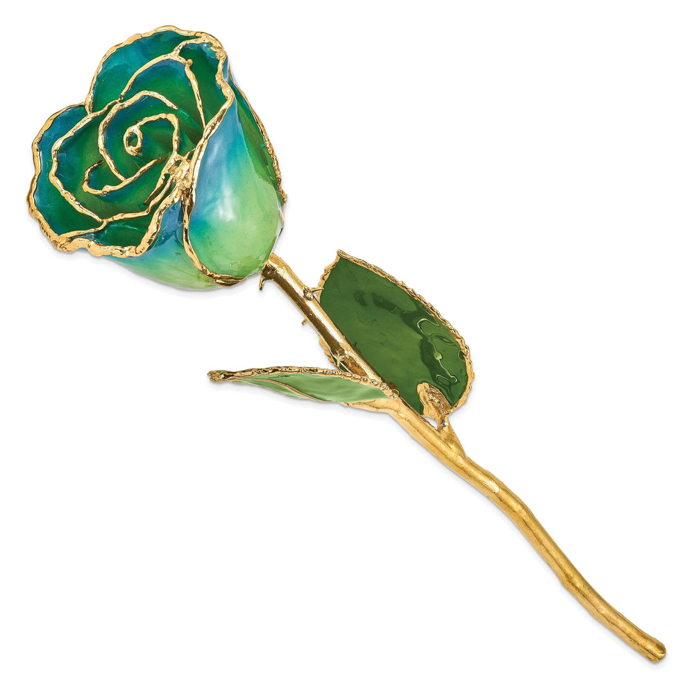 24k Gold Plated Trim Peridot and Navy Pearl Rose