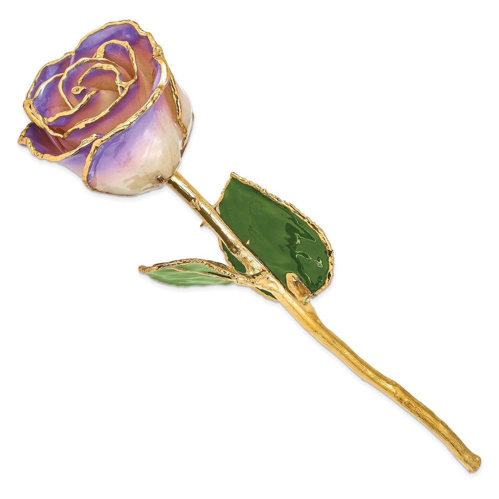 24k Gold Plated Trim White and Blue Opal Rose