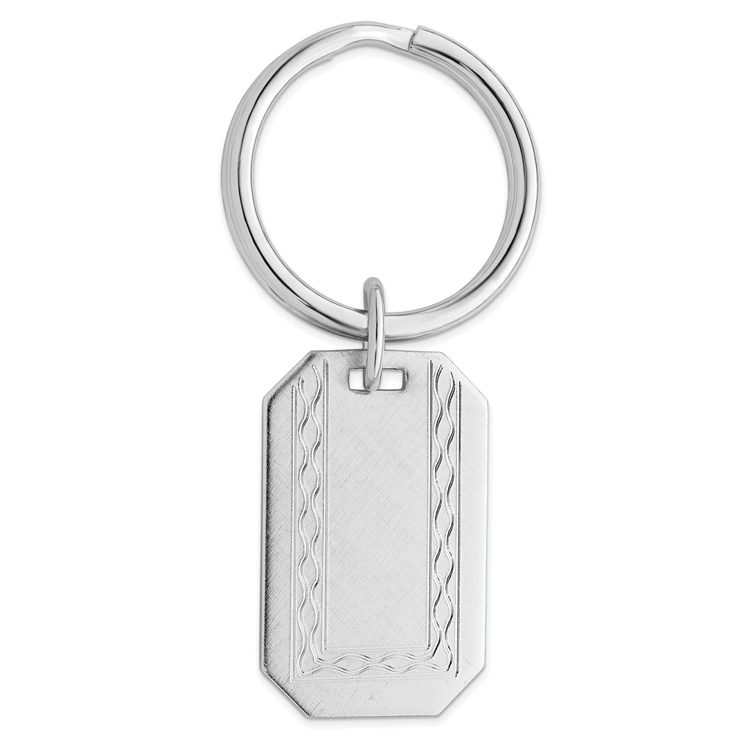 Rhodium Plated with Engraveable Area Key Ring