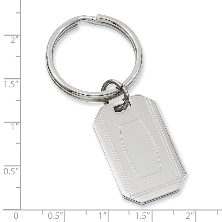 Rhodium Plated with Engraveable Area Key Ring