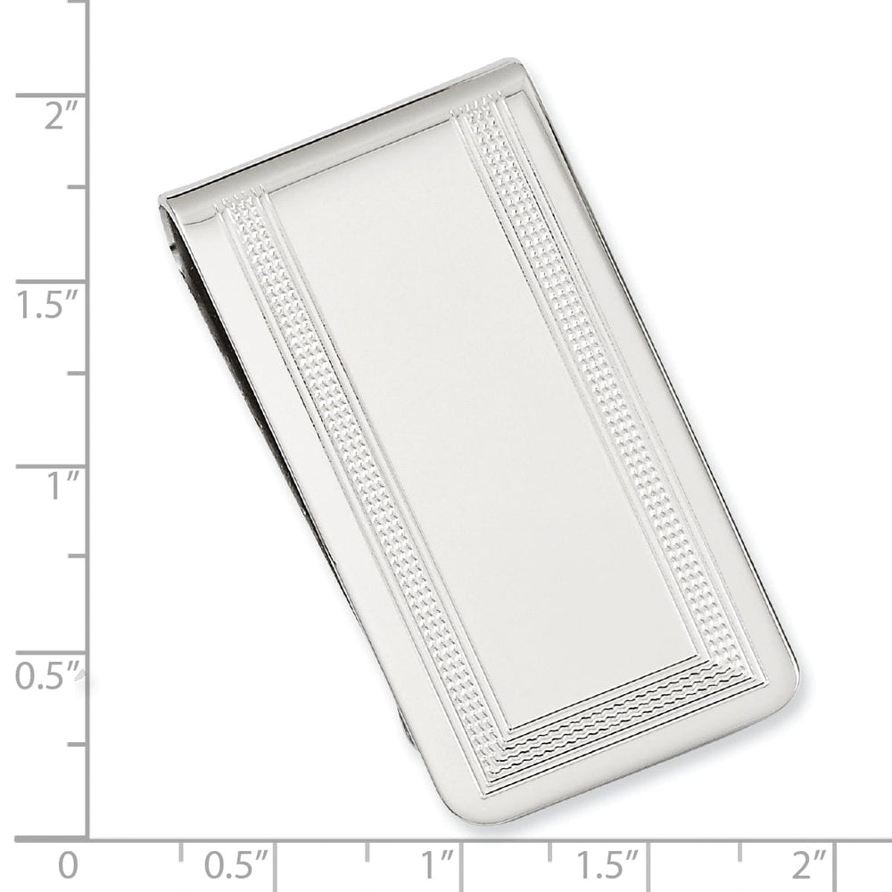 Rhodium Plated with Engravable Area Money Clip