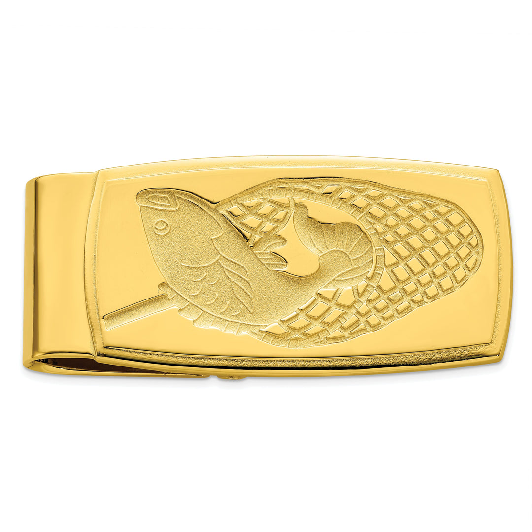 Gold Plated Fish in Net Hinged Money Clip