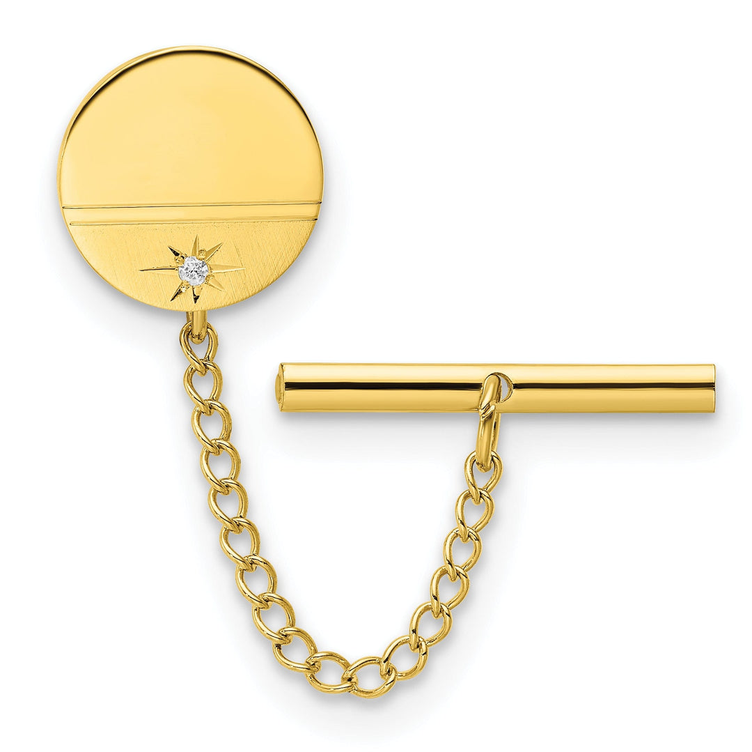 Gold Plated Diamond Polished Florentined Tie Tac