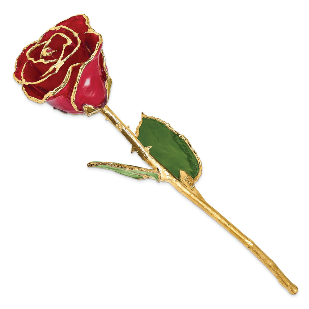 24k Gold Plated Trim Red Rose