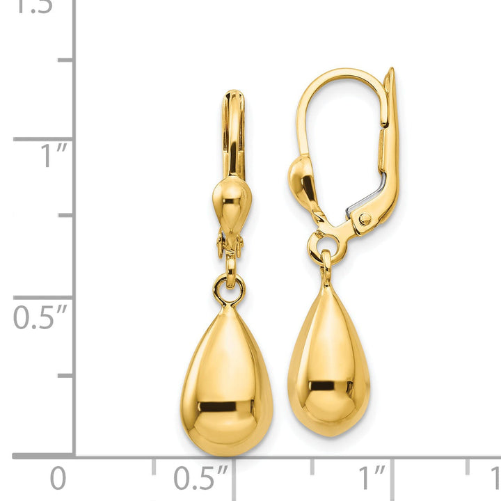 14k Yellow Gold Fancy Dangle Leverback Earrings