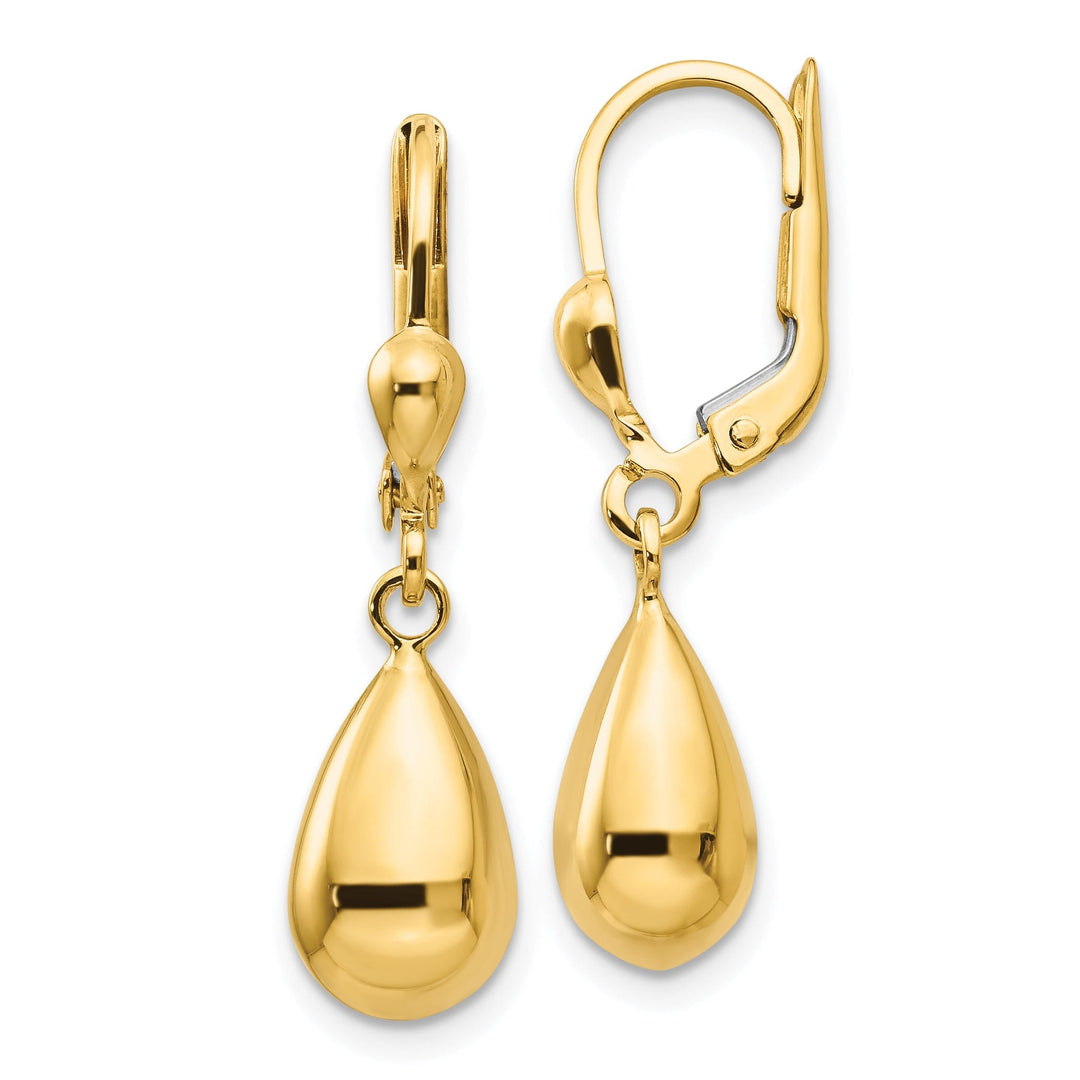 14k Yellow Gold Fancy Dangle Leverback Earrings