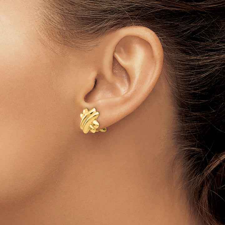 14k Yellow Gold Non-pierced X Earrings