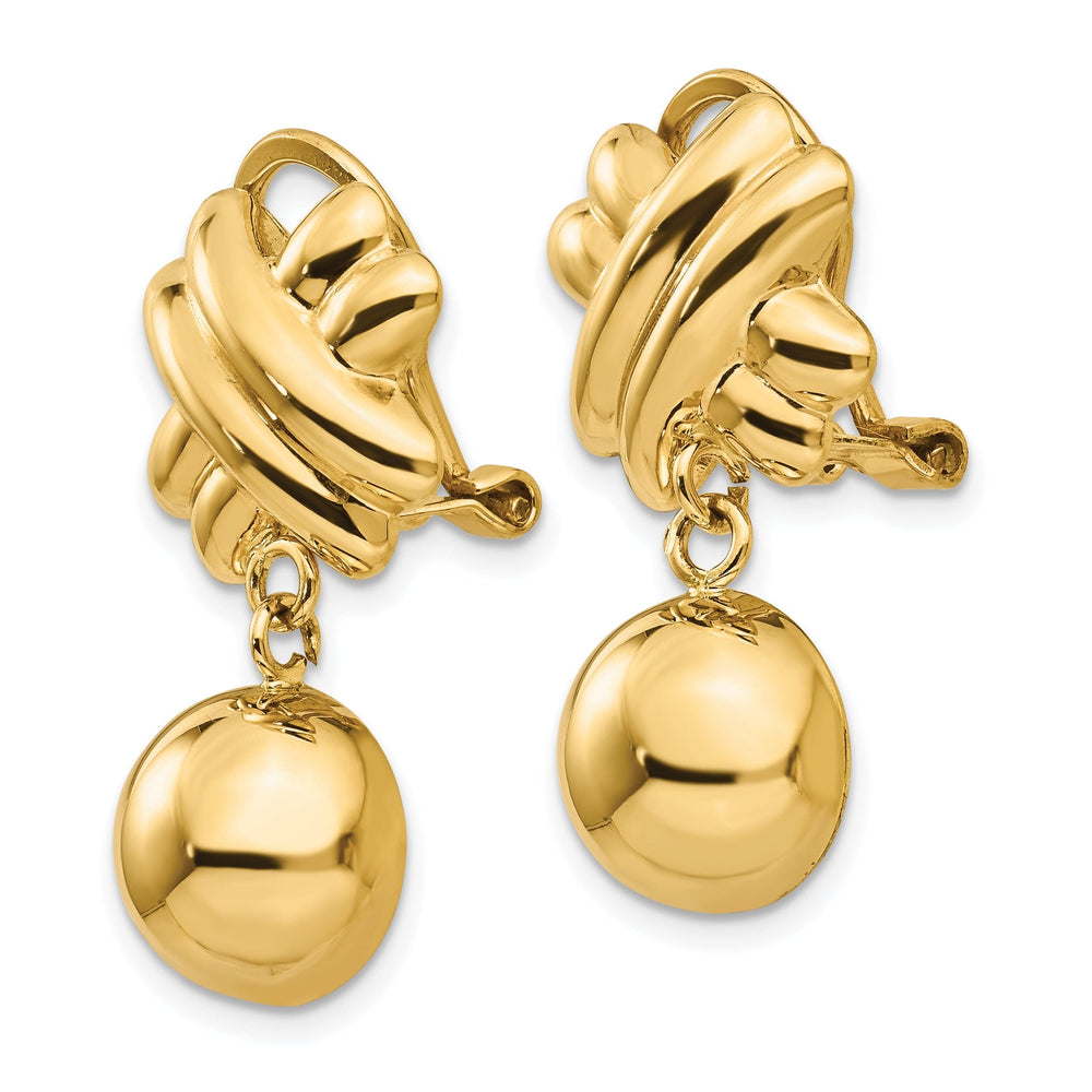 14k Yellow Gold Non-pierced Fancy Ball Earrings