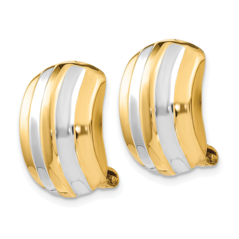 14k Yellow Rhodium Gold Non-pierced Omeg Earring