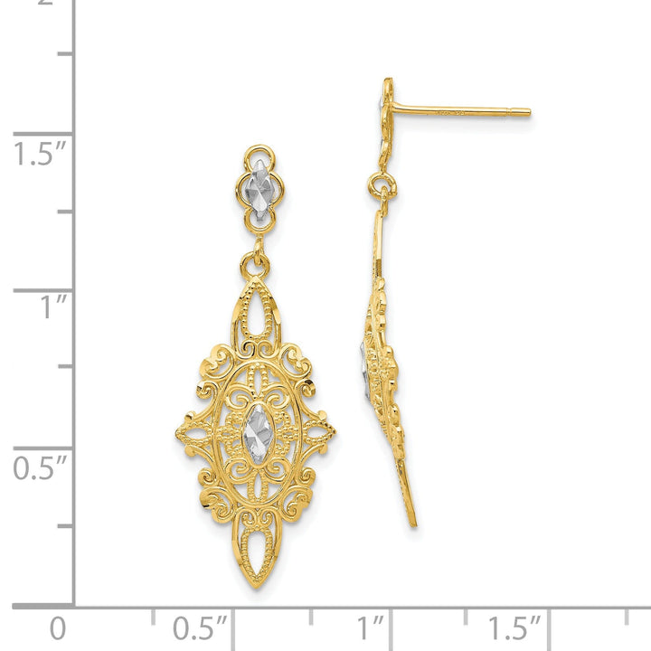 14k Yellow | Rhodium Gold D-C Filigree Earrings