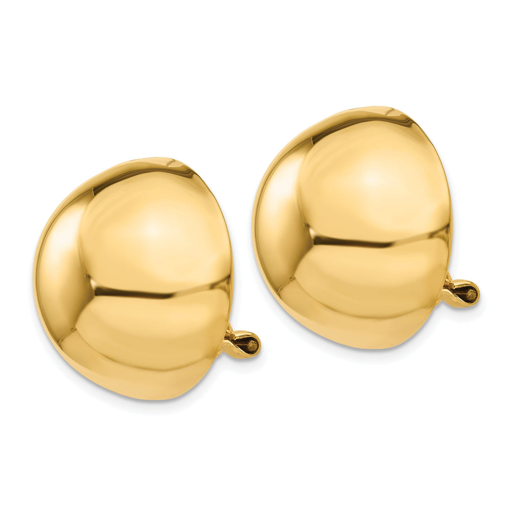 14k Yellow Gold Omega Clip 20MM Half Ball Earring