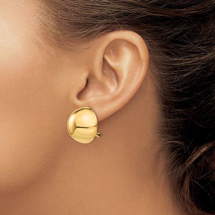 14k Yellow Gold Omega Clip 20MM Half Ball Earring