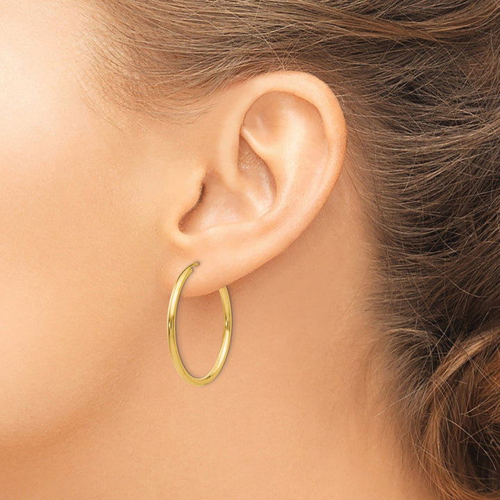 14k Yellow Gold Polished Endless Hoops 2mm x 30mm