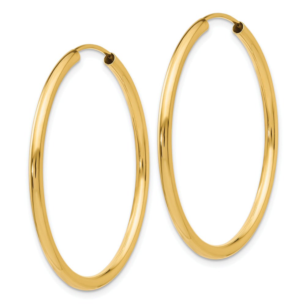 14k Yellow Gold Polished Endless Hoops 2mm x 35mm