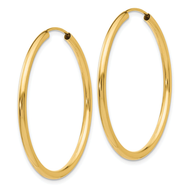 14k Yellow Gold Polished Endless Hoops 2mm x 35mm