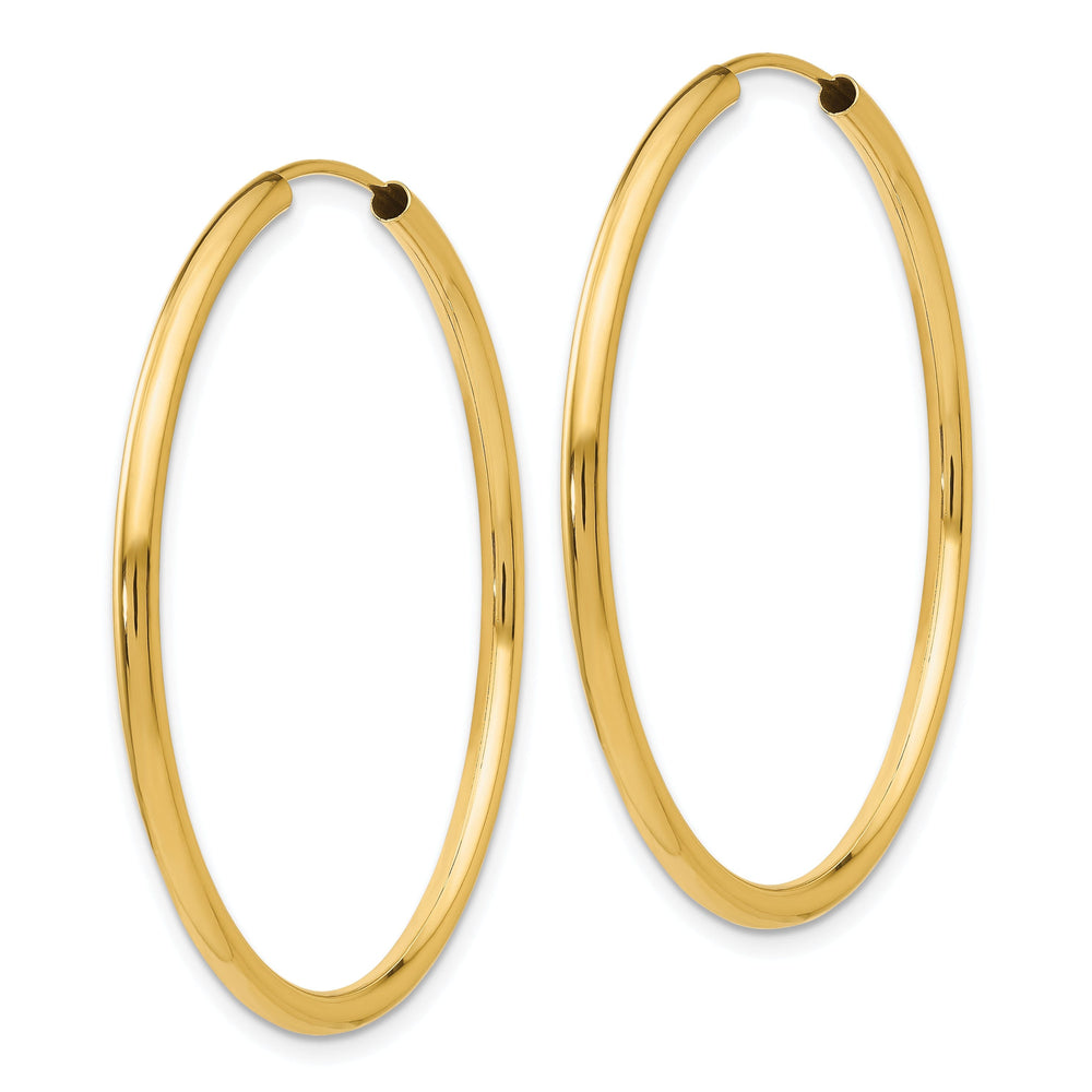 14k Yellow Gold Polished Endless Hoops 2mm x 40mm