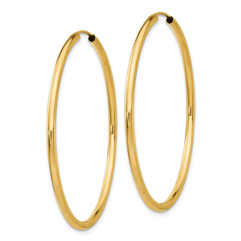 14k Yellow Gold Polished Endless Hoops 2mm x 45mm