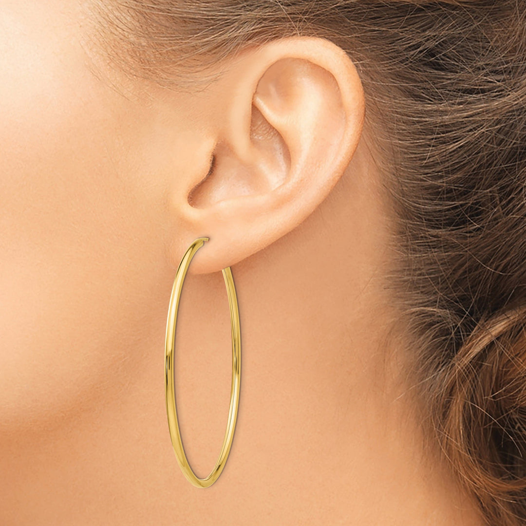 14k Yellow Gold Polished Endless Hoops 2mm x 54mm