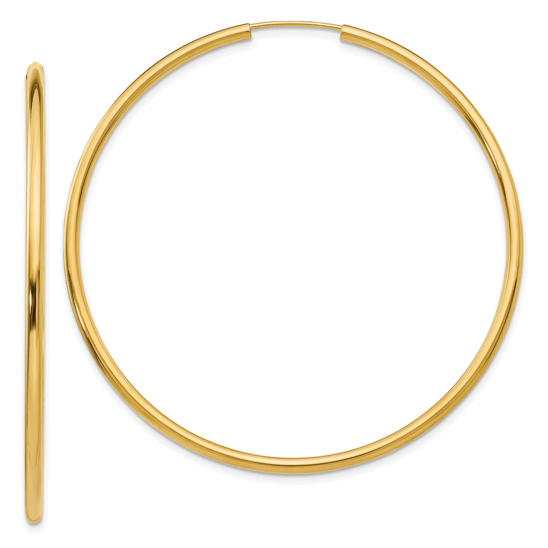 14k Yellow Gold Polished Endless Hoops 2mm x 54mm