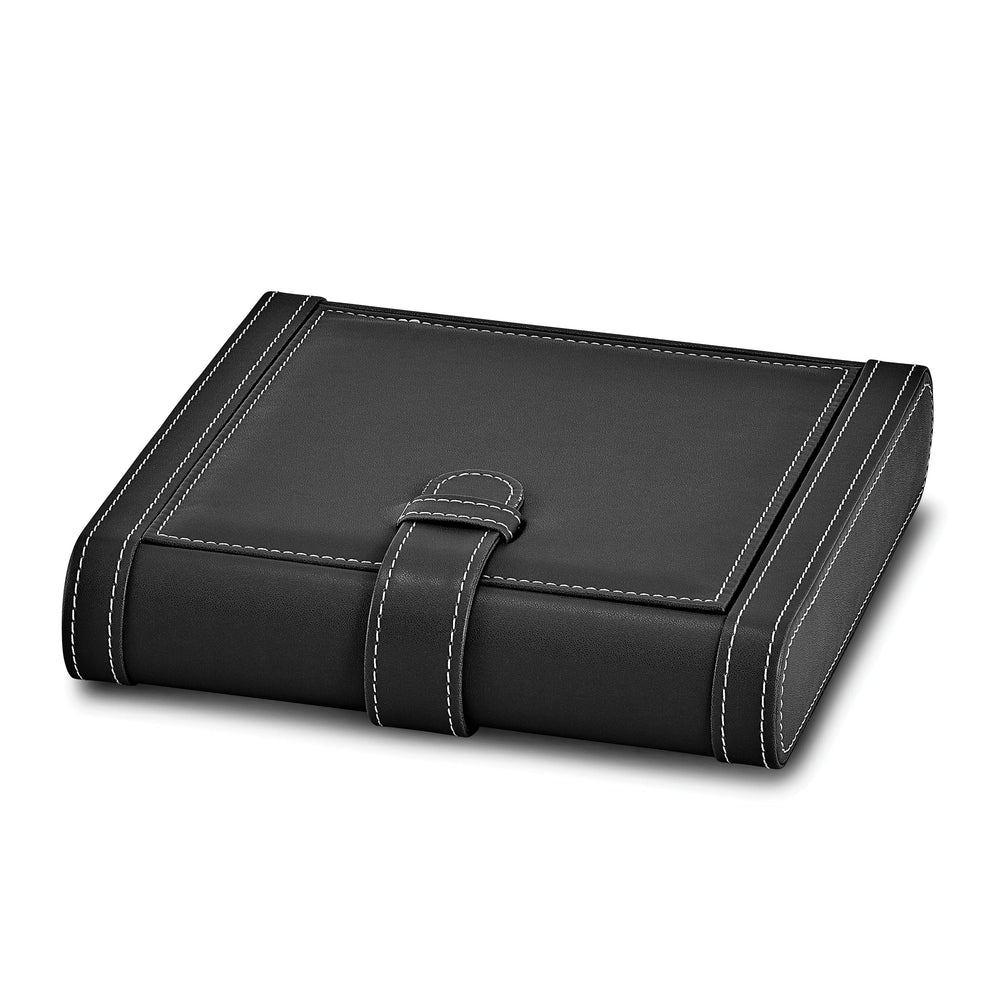 Black PU Leather 5-Cigar Travel Case