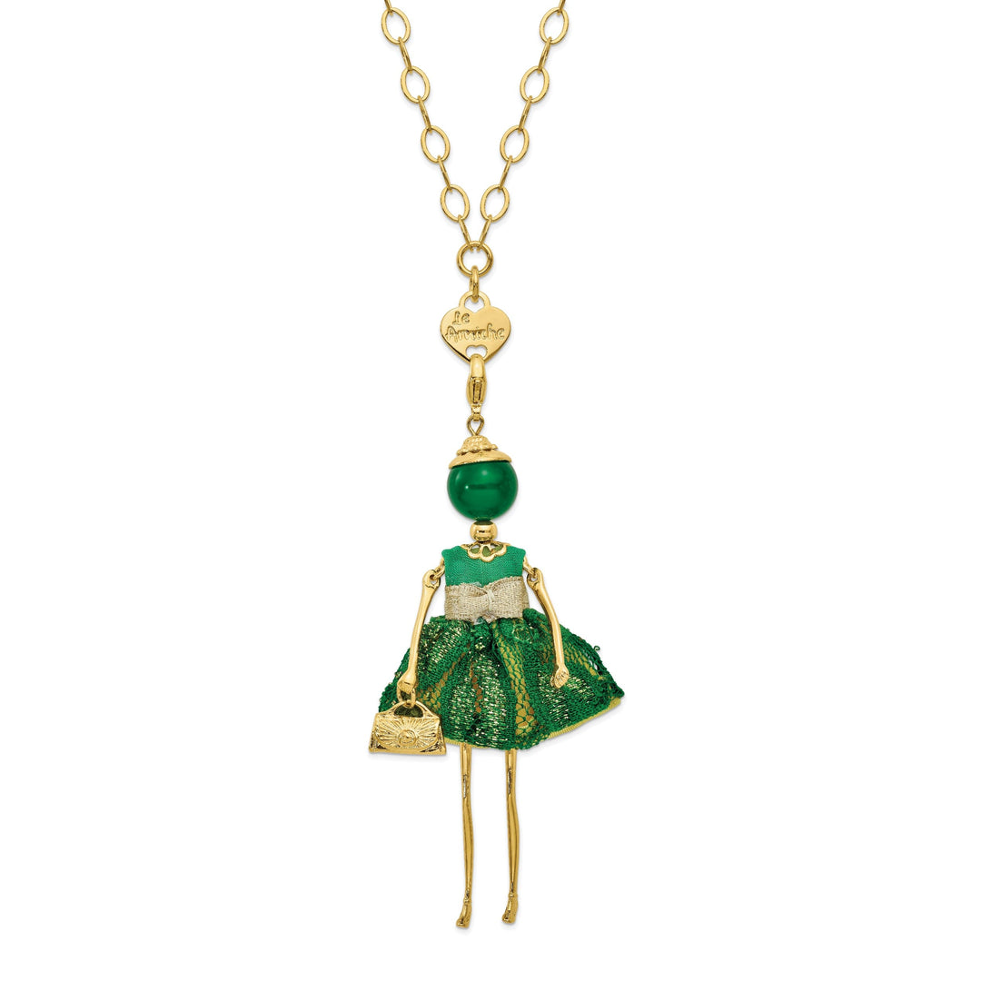 Le Amiche Jade Green Yellow Lace Doll Charm