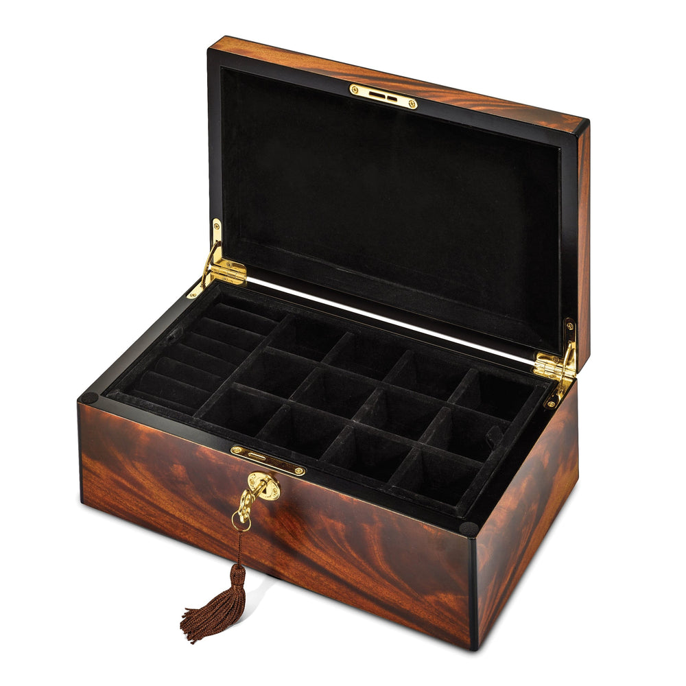 Tiger wood veneer matte finish jewelry box