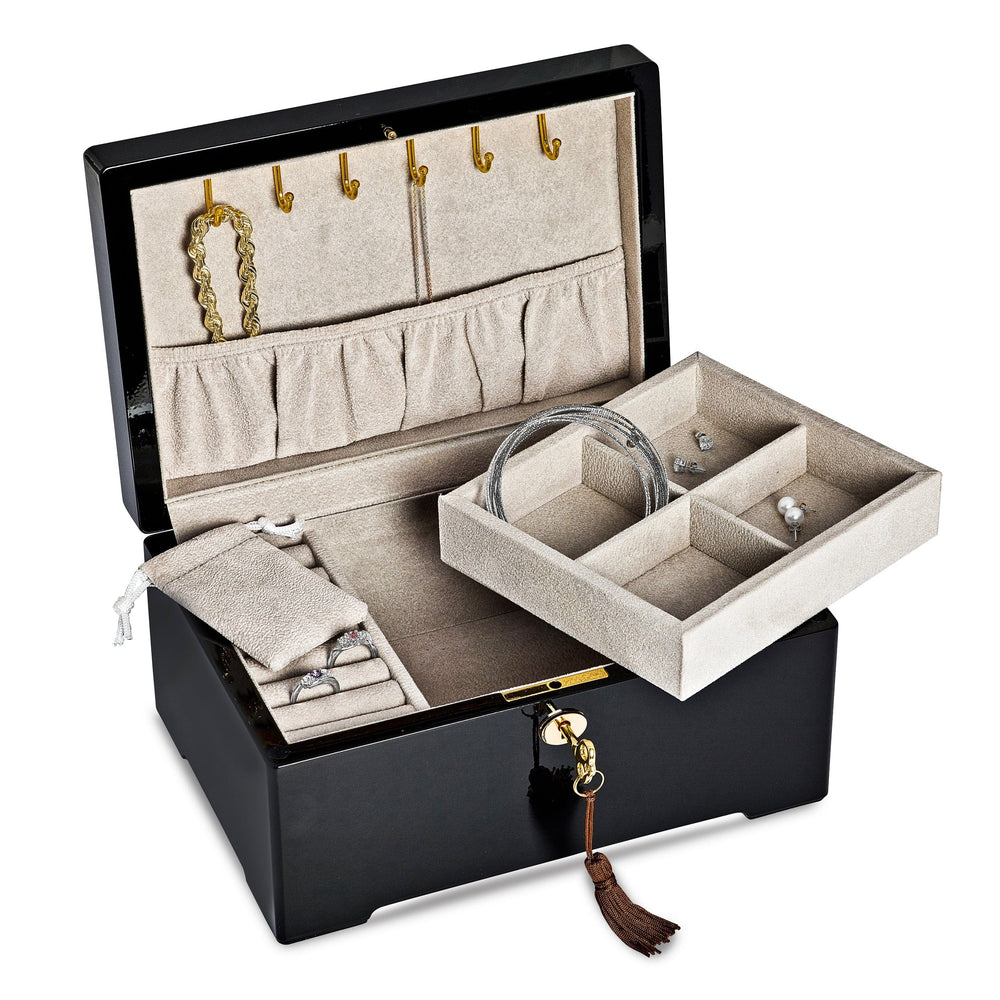 Italian Inlaid Wood lock and key Jewelry Box